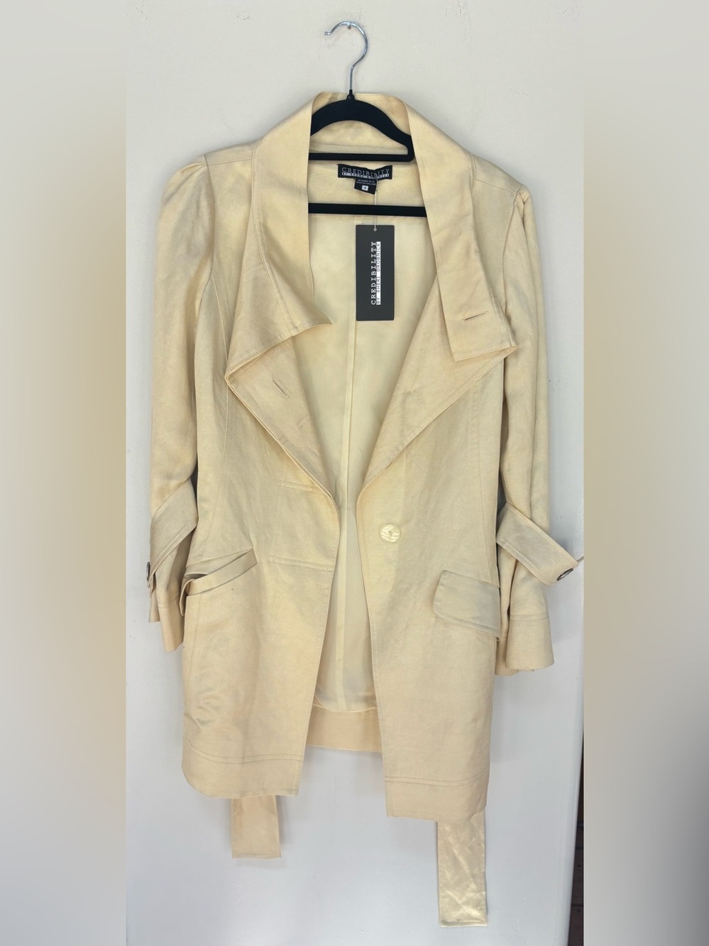 Credibility by Sheri Drobnick Linen Trench Coat